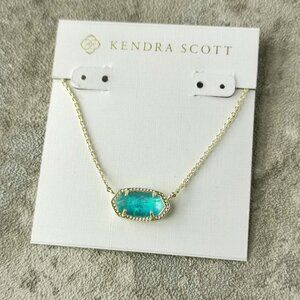 Kendra Scott Gold Aqua Kyocera Opal Elisa Necklace Genuine